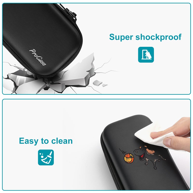 بروكاس حافظة أقلام من ProCase، مكونة من طبقتين من مادة EVA مزودة بسحّاب، وحقيبة كبيرة لتخزين الأدوات المكتبية للوازم المكتبية المدرسية - أسود - Image 5